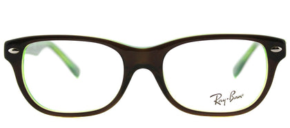 Ray-Ban RY 1555 Rectangle Plastic Eyeglasses - Brown On Fluorescent Green