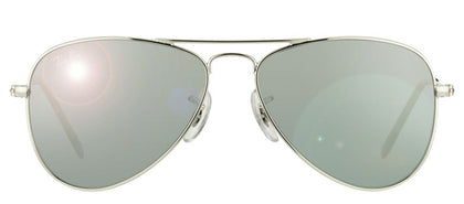 Ray-Ban Jr RJ 9506 Aviator Metal Sunglasses - Shiny Silver with Silver Mirror Lens