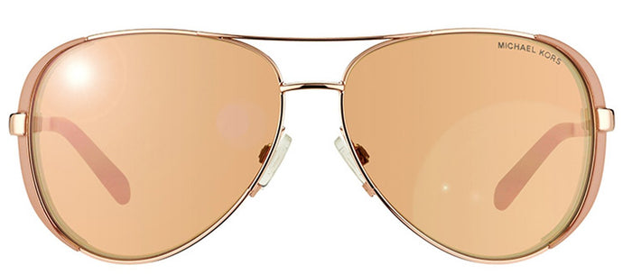 Michael Kors Chelsea MK 5004 Aviator Metal Sunglasses - Rose Gold And Toupe with Rose Gold Mirror Lens