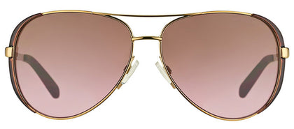 Michael Kors Chelsea MK 5004 Aviator Metal Sunglasses - Gold Dark Chocolate Brown with Rose Gradient Lens