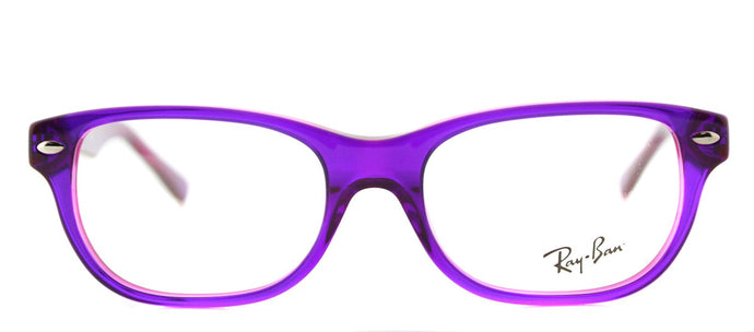 Ray-Ban RY 1555 Rectangle Plastic Eyeglasses - Violet On Fluorescent Fuxia
