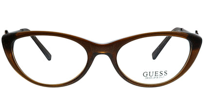 Guess GU 2257 BRN Brown Glitter Plastic Cat-Eye Eyeglasses